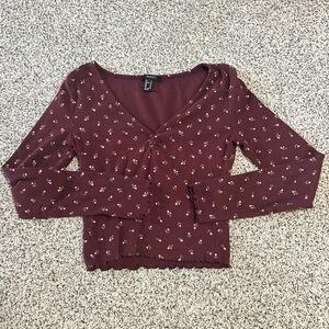 Forever 21 Burgundy Floral Top